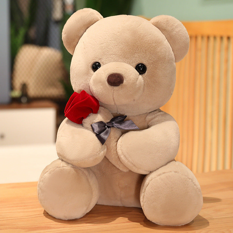 Lovely Hug Roses Teddy Bear Plush Pillow Stuffed Soft Nice Birthday Gift Girlfriend Valentine's Day
