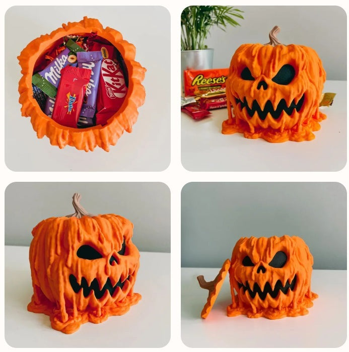 Melting Halloween Pumpkin Candy Bowl With Lid Reusable Candy Dish Spooky Food
