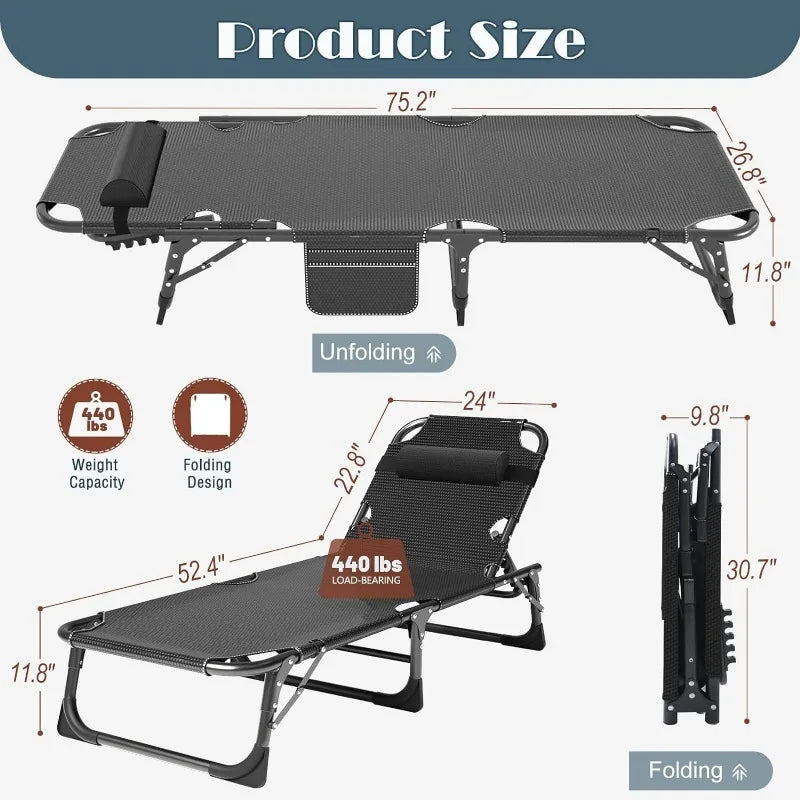 3 in 1 Folding Camping Bed - Indoor and Outdoor Relaxation Bed