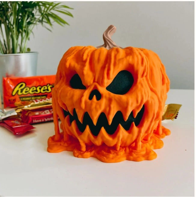 Melting Halloween Pumpkin Candy Bowl With Lid Reusable Candy Dish Spooky Food