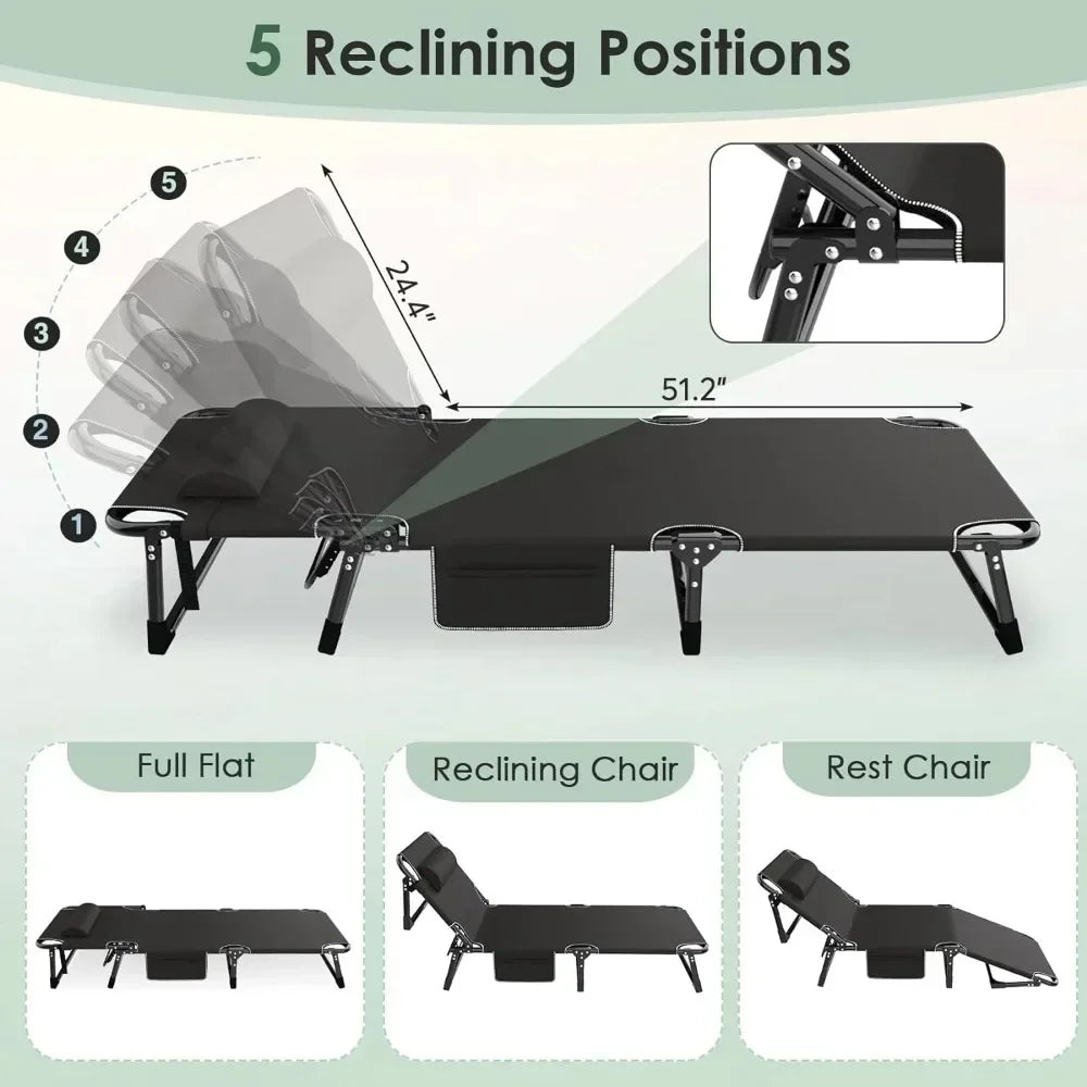 3 in 1 Folding Camping Bed - Indoor and Outdoor Relaxation Bed