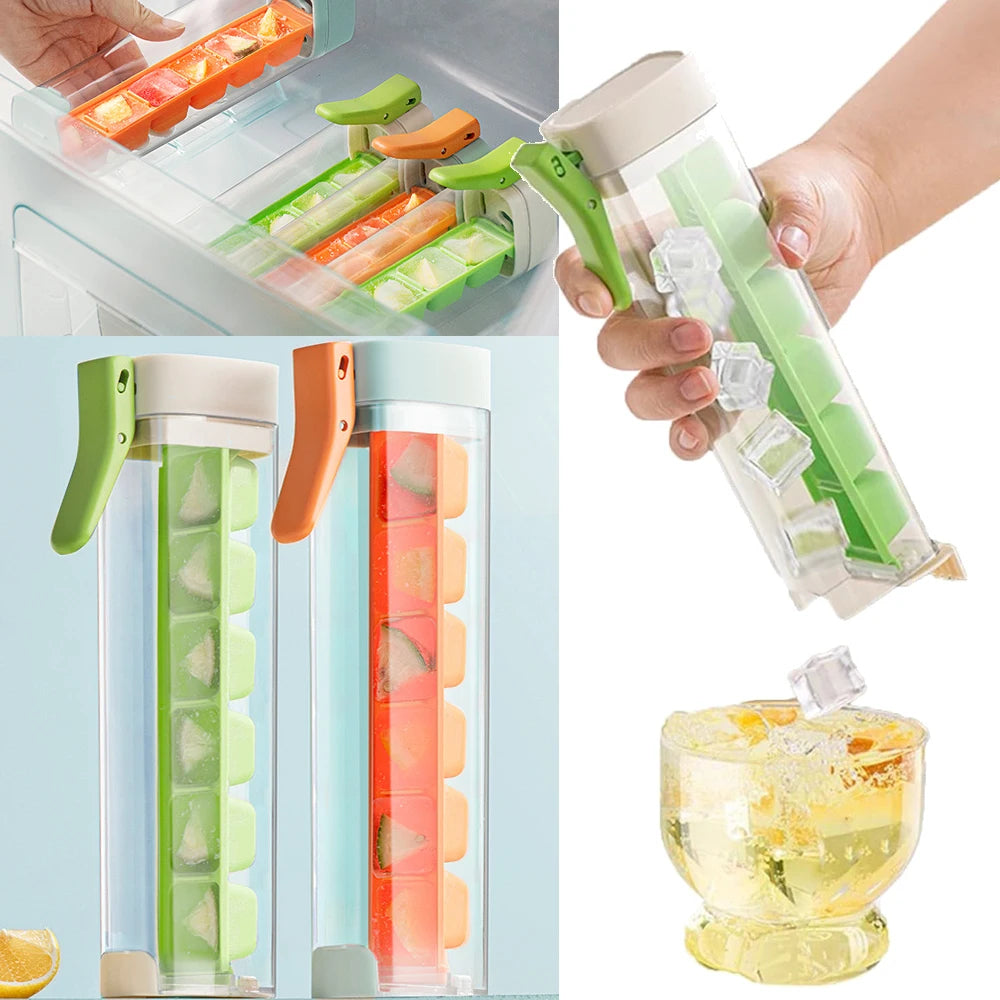 Ice Cube Maker Handle Tray Ice Cube Mold Whiskey Cocktail Drink Ice Box