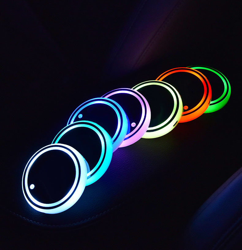 Colorful Cup Holder LED Light-up Coaster Solar & USB Charging Non-slip Coaster Ambient Light