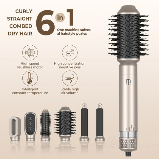 6 in 1 hair dryer brush - hair dryer and volumizer - all-in-one hair dryer and styler
