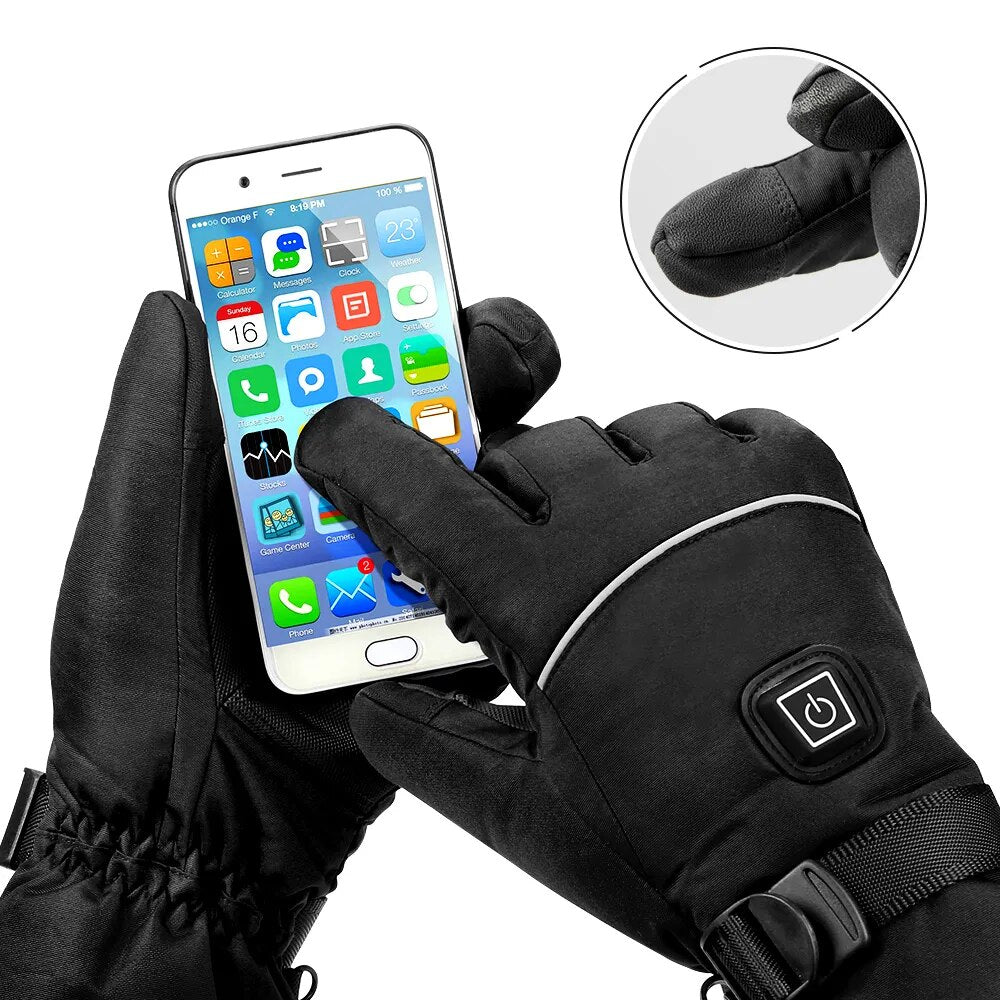 Heated Gloves for Men Women Rechargeable with 3000mAh Battery, Touch Screen Thin Heating Gloves, Soft Winter Electric Gloves