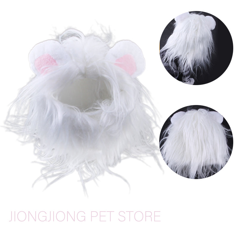 Lion Mane Wig, Funny Pet Cat Costumes for Halloween Christmas, Furry Pet Clothing Accessories Fits Neck
