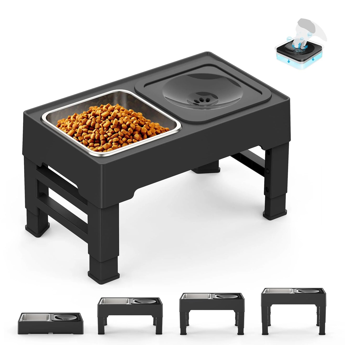 Elevated Mess-Free Dog Bowl Pet Fusion Elevated Dog Bowls in Premium Anodized Aluminum Stand