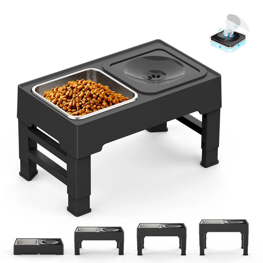 Elevated Mess-Free Dog Bowl Pet Fusion Elevated Dog Bowls in Premium Anodized Aluminum Stand