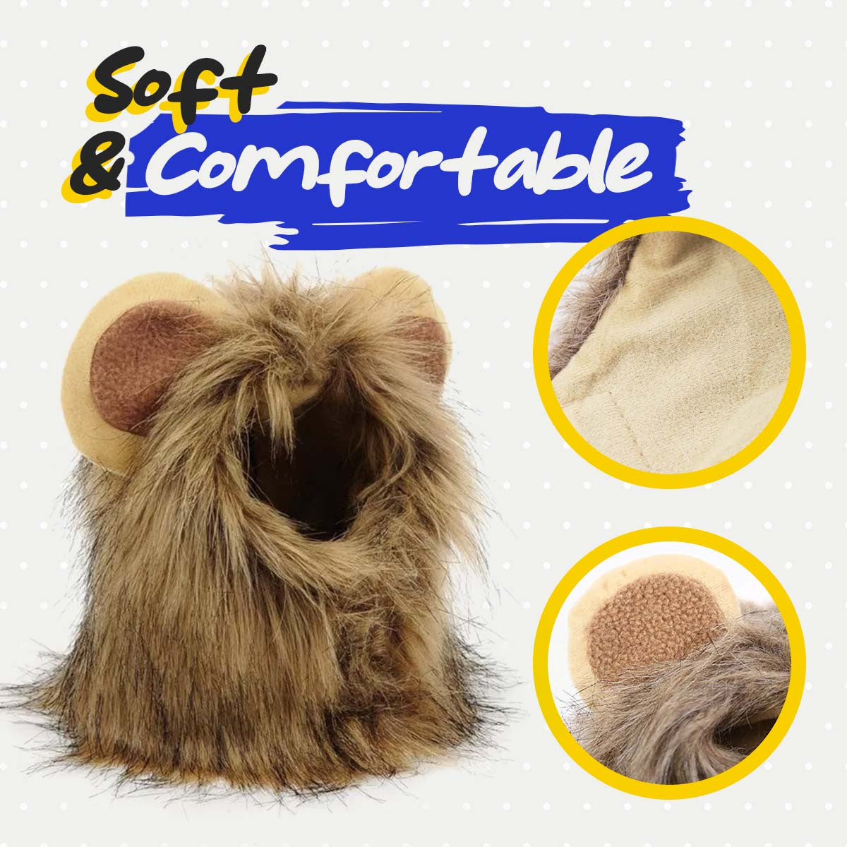 Lion Mane Wig, Funny Pet Cat Costumes for Halloween Christmas, Furry Pet Clothing Accessories Fits Neck