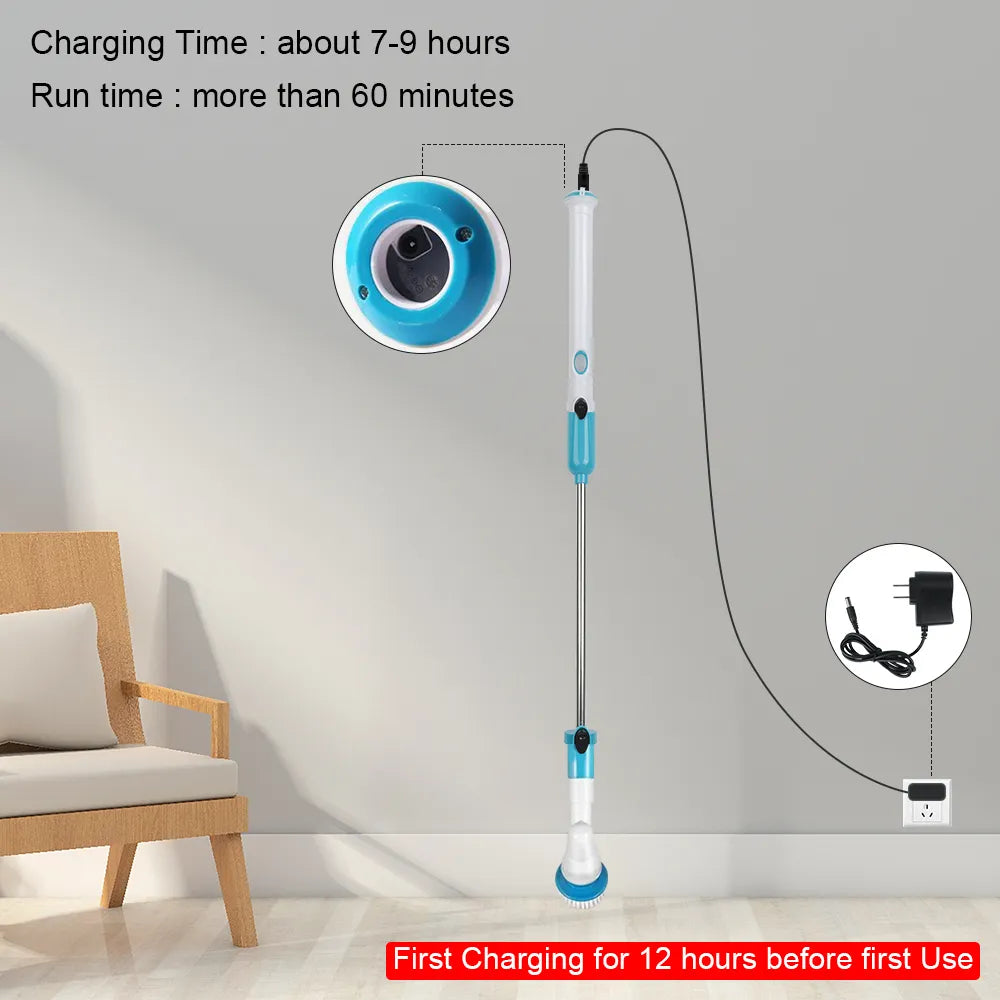 Electric Spin Cleaner Electric Spin Scrubber, Cordless Cleaning Brush with Adjustable Speeds and Extendable Long Handle