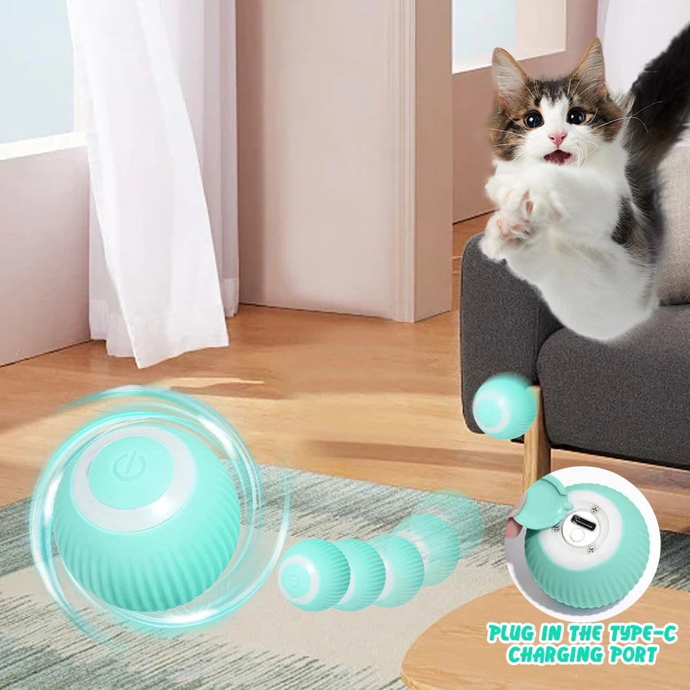 Automatic Rolling Ball Electric Cat Toys Interactive for Cats Training Self-Moving Kitten Toys