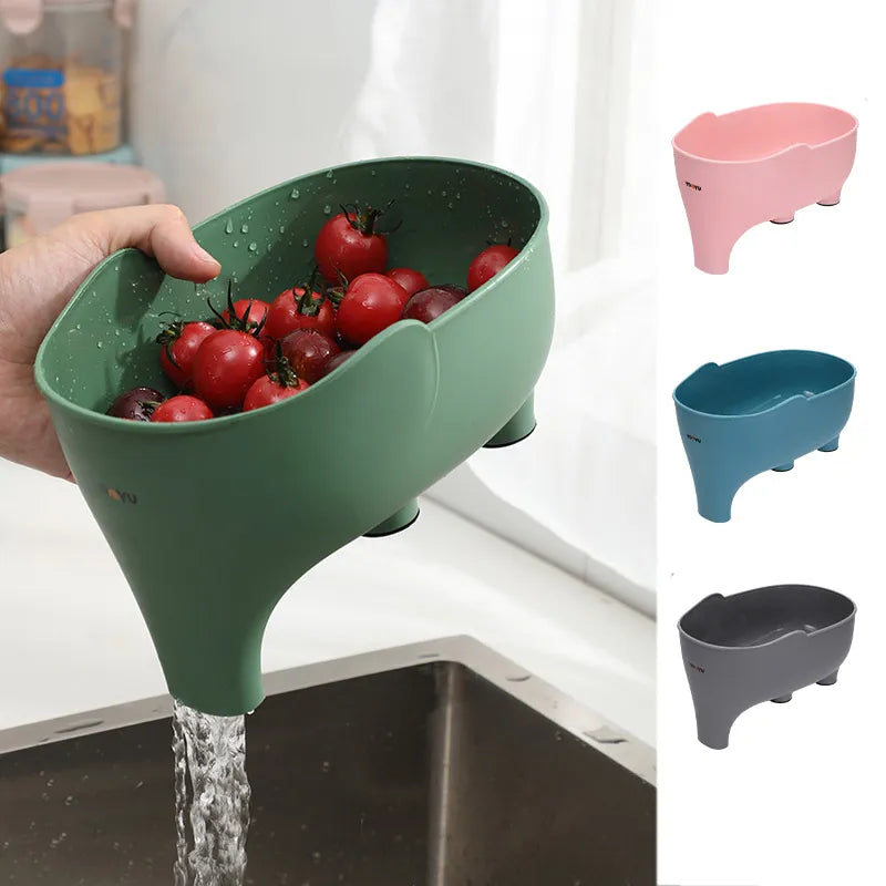 2x Elephant Sink Drainer Basket Cute Animal Kitchen Colander Strainer Drain Basket Multifunctional Dish Drainer