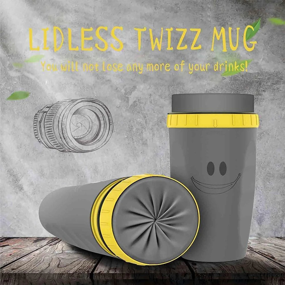 Coffee Straw Twistable Cup, Travel mug double silicone seals ensure a leak-proof