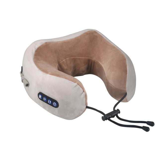 Neck Massager Pillow with Heat Cervical Neck Support Travel Massage Neck Pillow with Heat U-Shaped Memory Foam Pillow Massager for Fatigue Neck Pain for Home Office Airplane Car