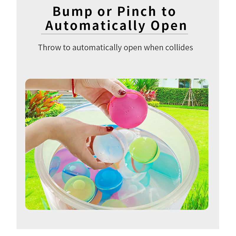 Reusable Water Balls Silicone Water Balloons with Self Sealing Quick Fill, Refillable Water Balls