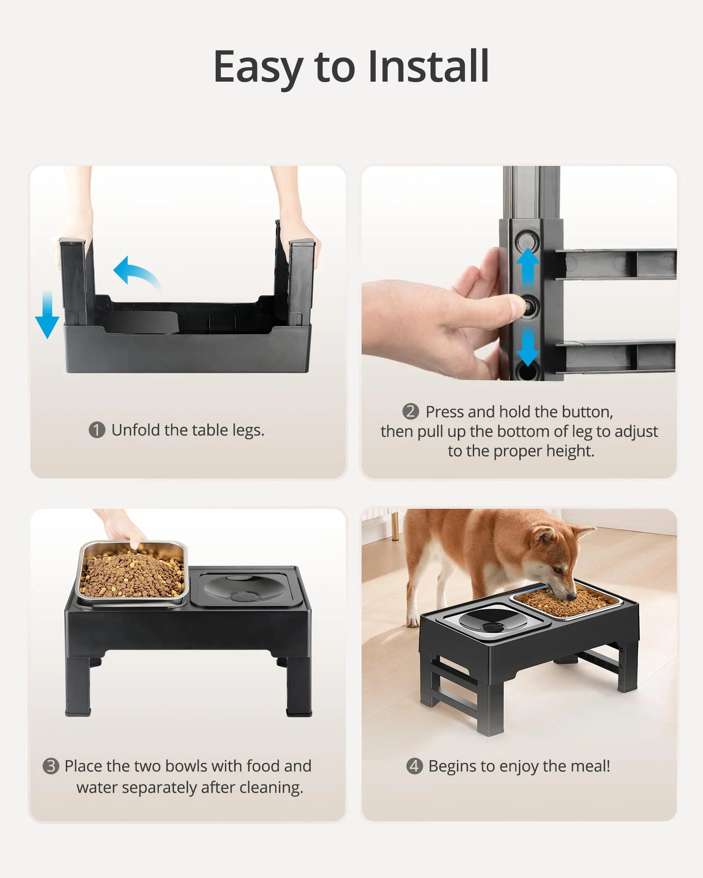 Elevated Mess-Free Dog Bowl Pet Fusion Elevated Dog Bowls in Premium Anodized Aluminum Stand