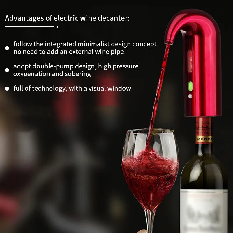 Electric Wine Aerator Pourer, Wine Decanter Pump Dispenser Set Stopper Multi-Smart Automatic Filter Wine Dispenser