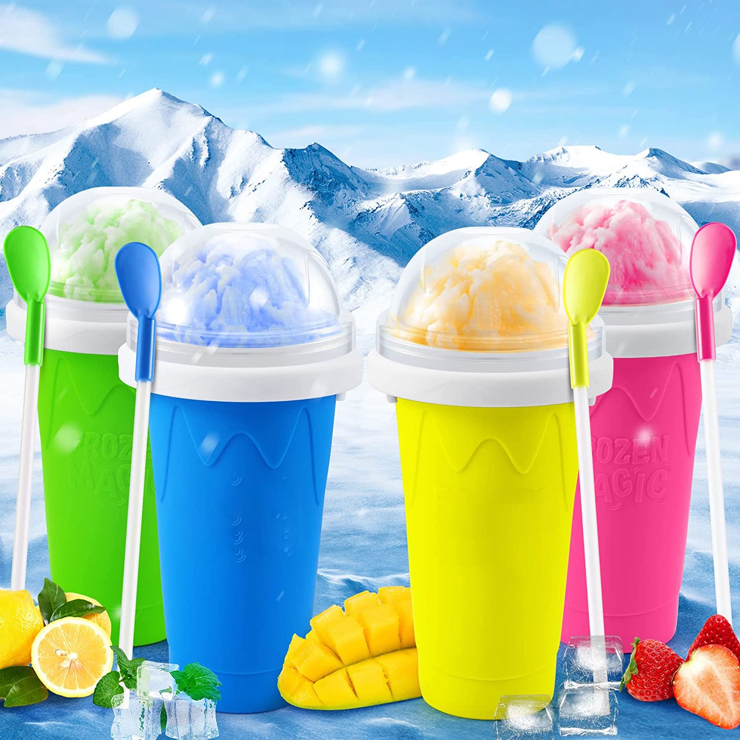 Slushy Maker-Single Serving Frozen Treat Cup for Easy to Make Homemade Slushes, Milkshakes, Smoothies, Cocktails