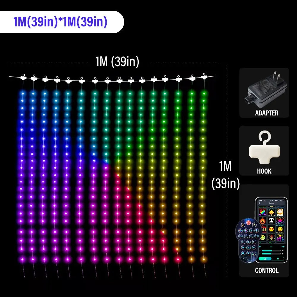 Twinkly Curtain – App-Controlled LED Christmas Lights with 210 RGB+W (16 Million Colors + Warm White) LEDs.