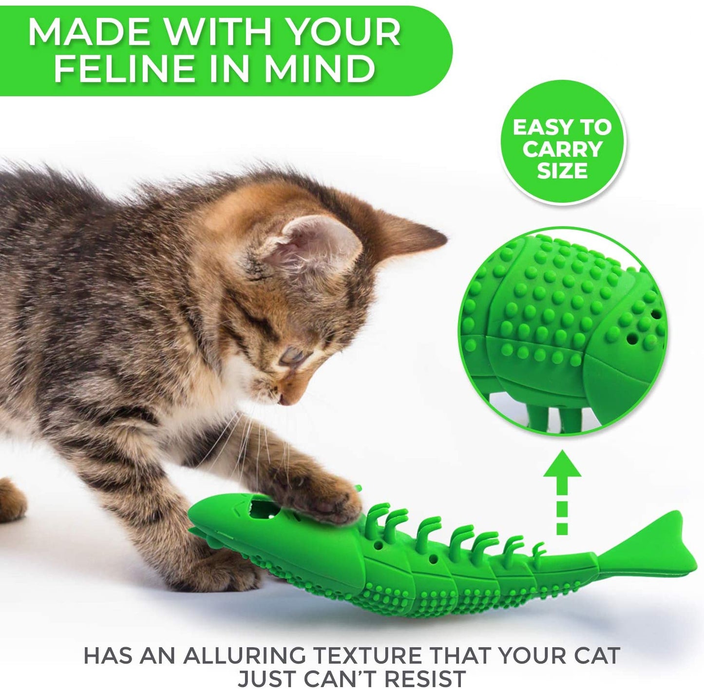 Pet Cat Toothbrush Catnip Toy, Silicone Easy to Clean Soft Durable Cat Toy Bite Resistant Fish Shape