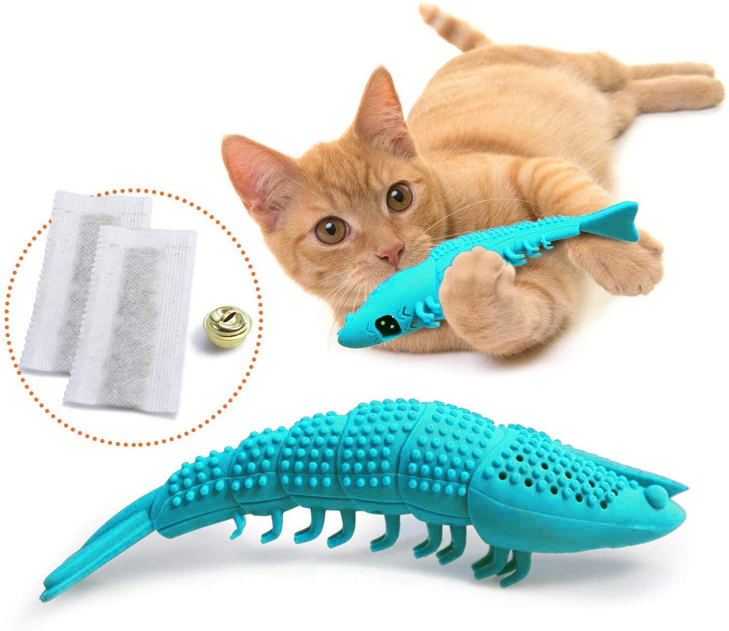 Pet Cat Toothbrush Catnip Toy, Silicone Easy to Clean Soft Durable Cat Toy Bite Resistant Fish Shape