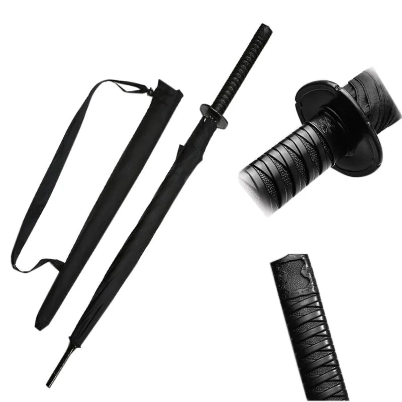 Samurai Umbrella Sword Handle Sun Rain Compact Folding Umbrella
