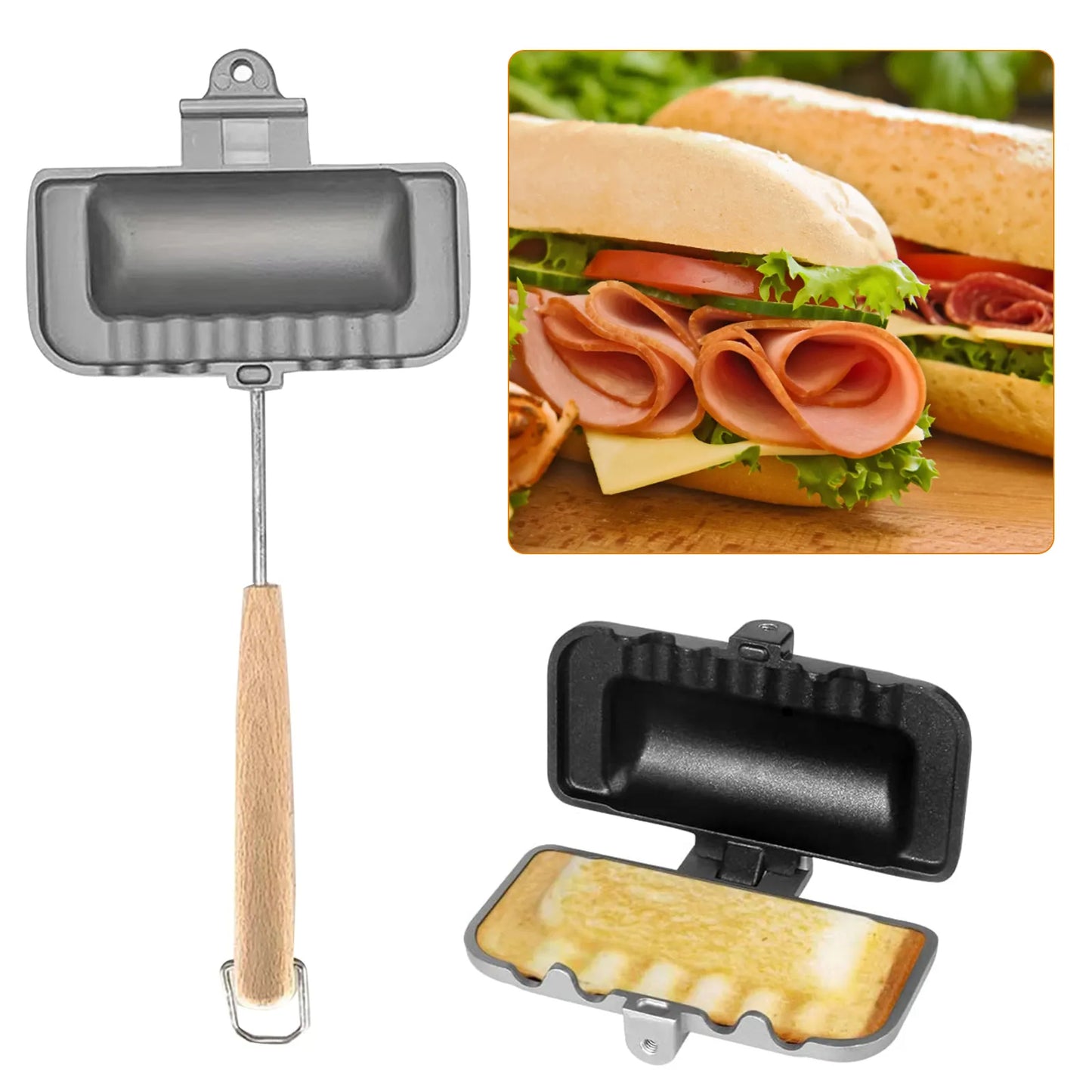 Double-Sided Pan - Sandwich Maker - Nonstick Frying Pan - Foldable Pan