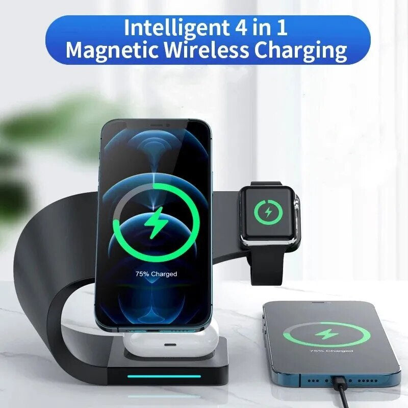 15W magnetic wireless charger - fast wireless charger stand - portable magnetic wireless charger