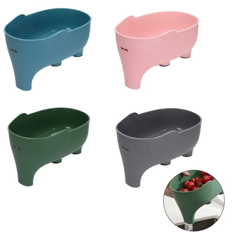 2x Elephant Sink Drainer Basket Cute Animal Kitchen Colander Strainer Drain Basket Multifunctional Dish Drainer