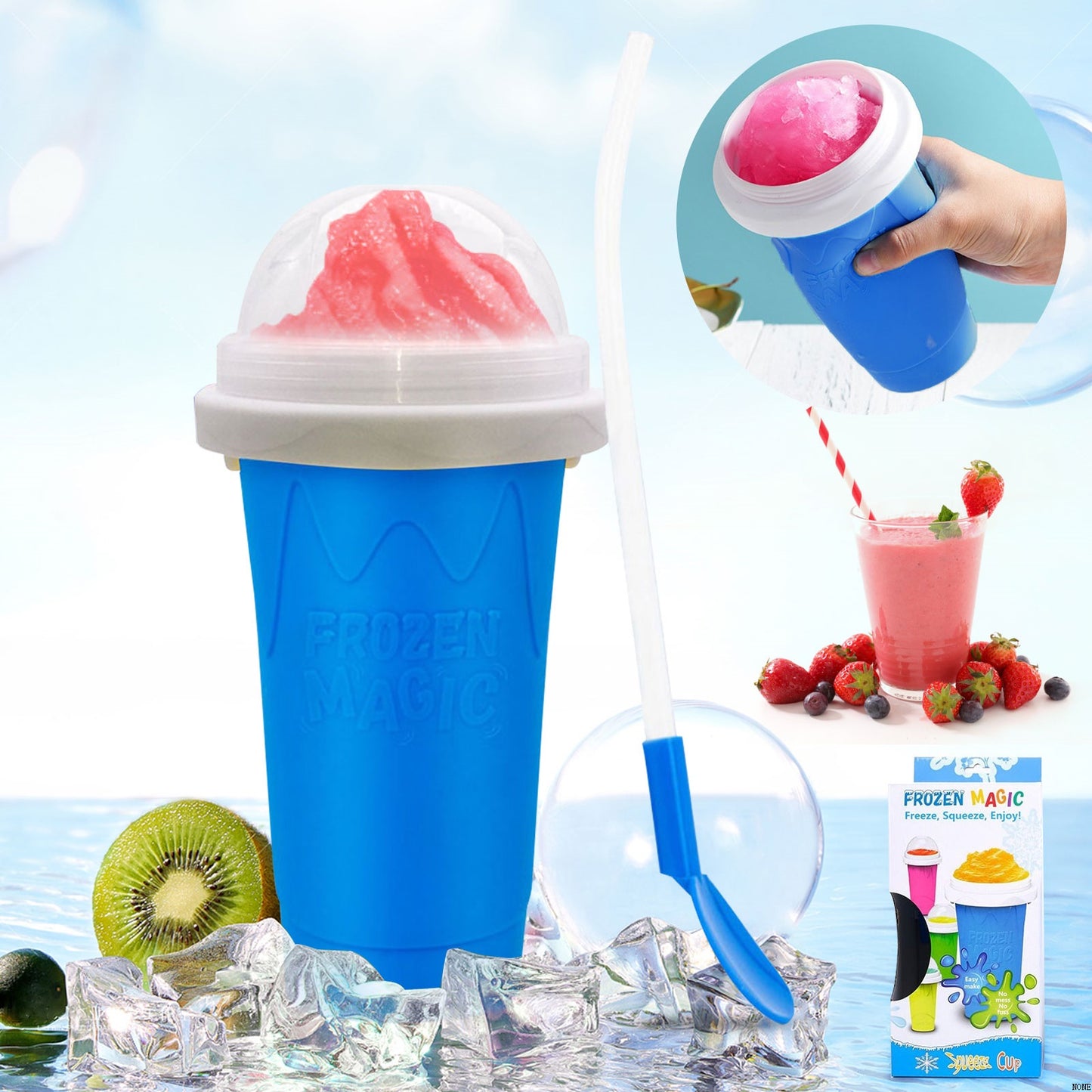 Slushy Maker-Single Serving Frozen Treat Cup for Easy to Make Homemade Slushes, Milkshakes, Smoothies, Cocktails