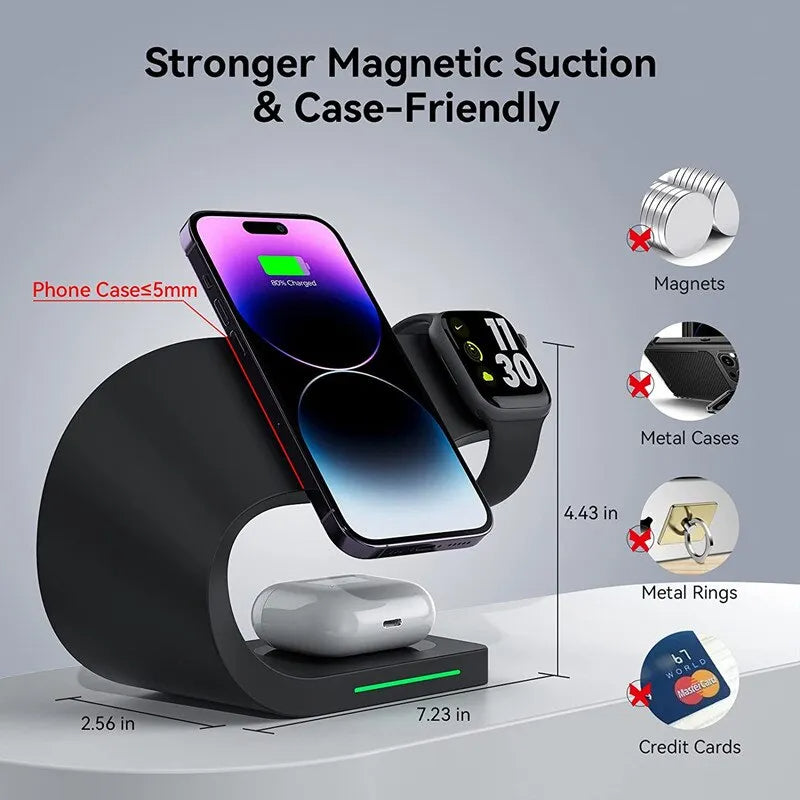 15W magnetic wireless charger - fast wireless charger stand - portable magnetic wireless charger