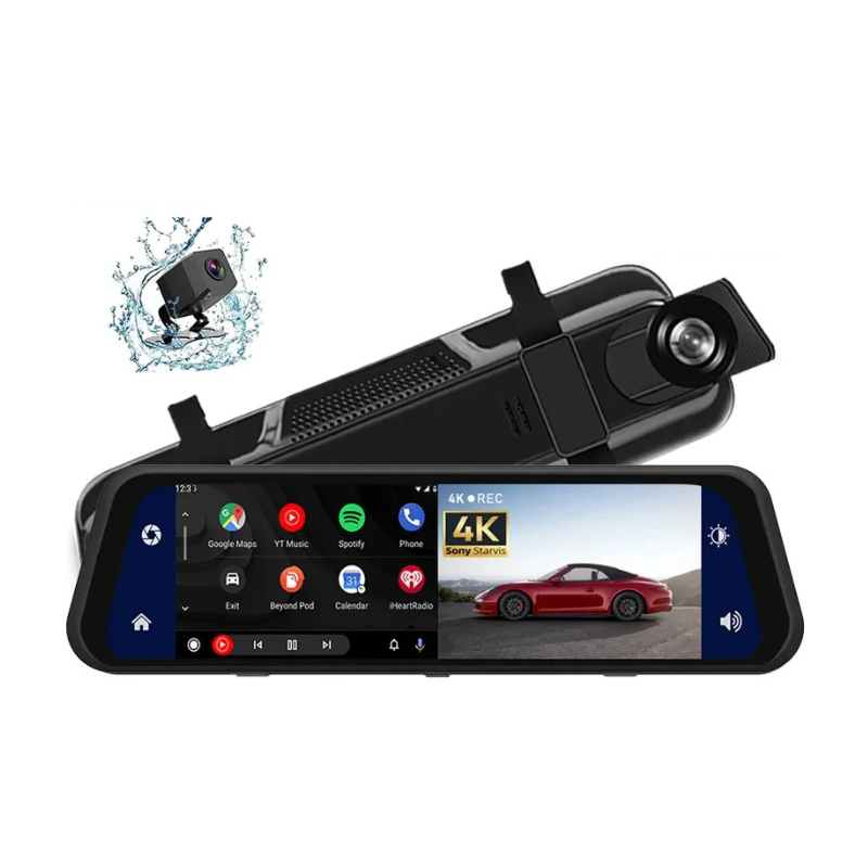 Advanced Mirror Dash Cam is an innovative automotive accessory featuring a 12-inch 4K front camera