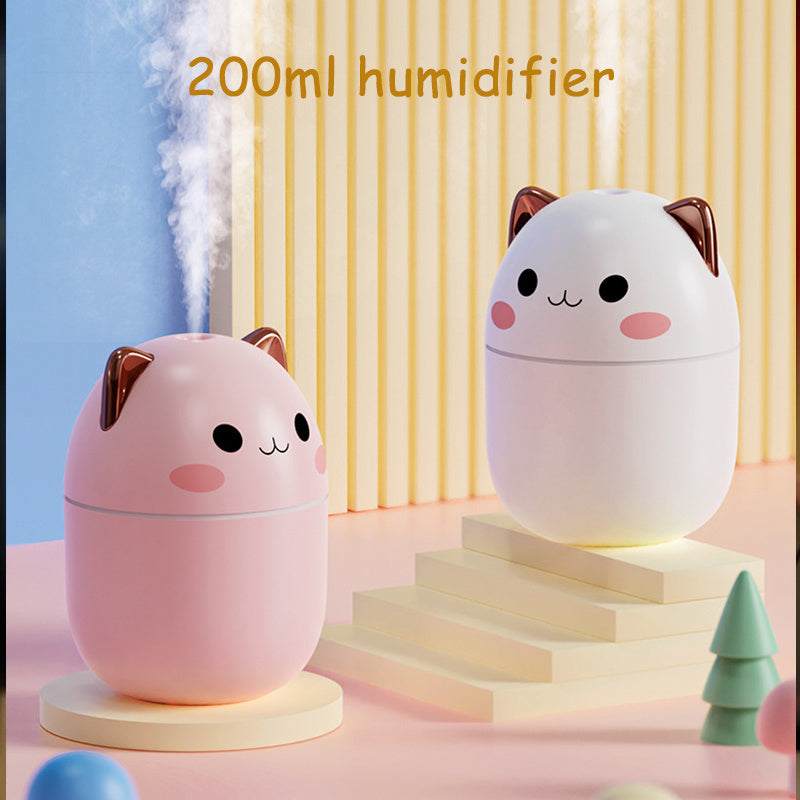 Cute Cat Air Humidifier – Ultra-Silent USB Cool Mist, LED Aromatherapy Diffuser for Office, Bedroom, Car & Home