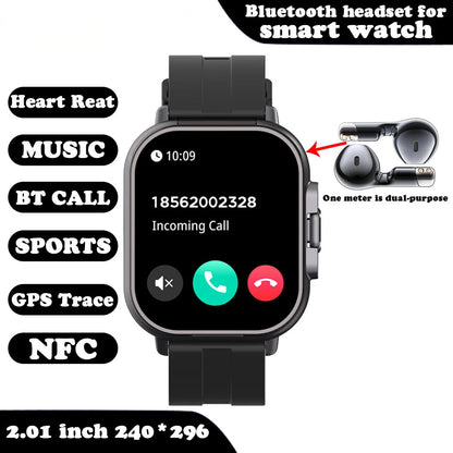 2-in-1 Smartwatch with Wireless Earbuds, Fitness Tracker, Bluetooth, Waterproof, Android iOS