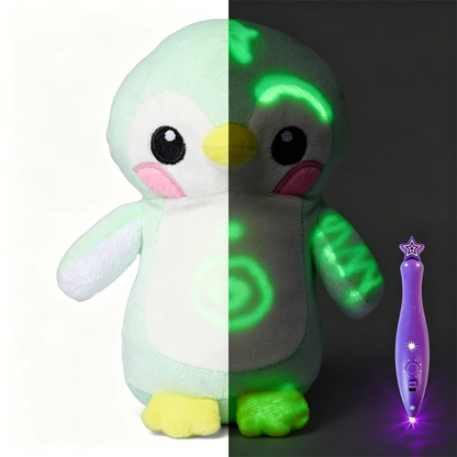 Glow in the Dark Drawing Plush Toy with Light Pen, Reusable Kids Doodle Animal
