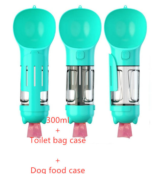 3-in-1 Portable Pet Water Bottle Feeder Bowl with Waste Bag Holder – Dog Travel Outdoor Water Dispenser