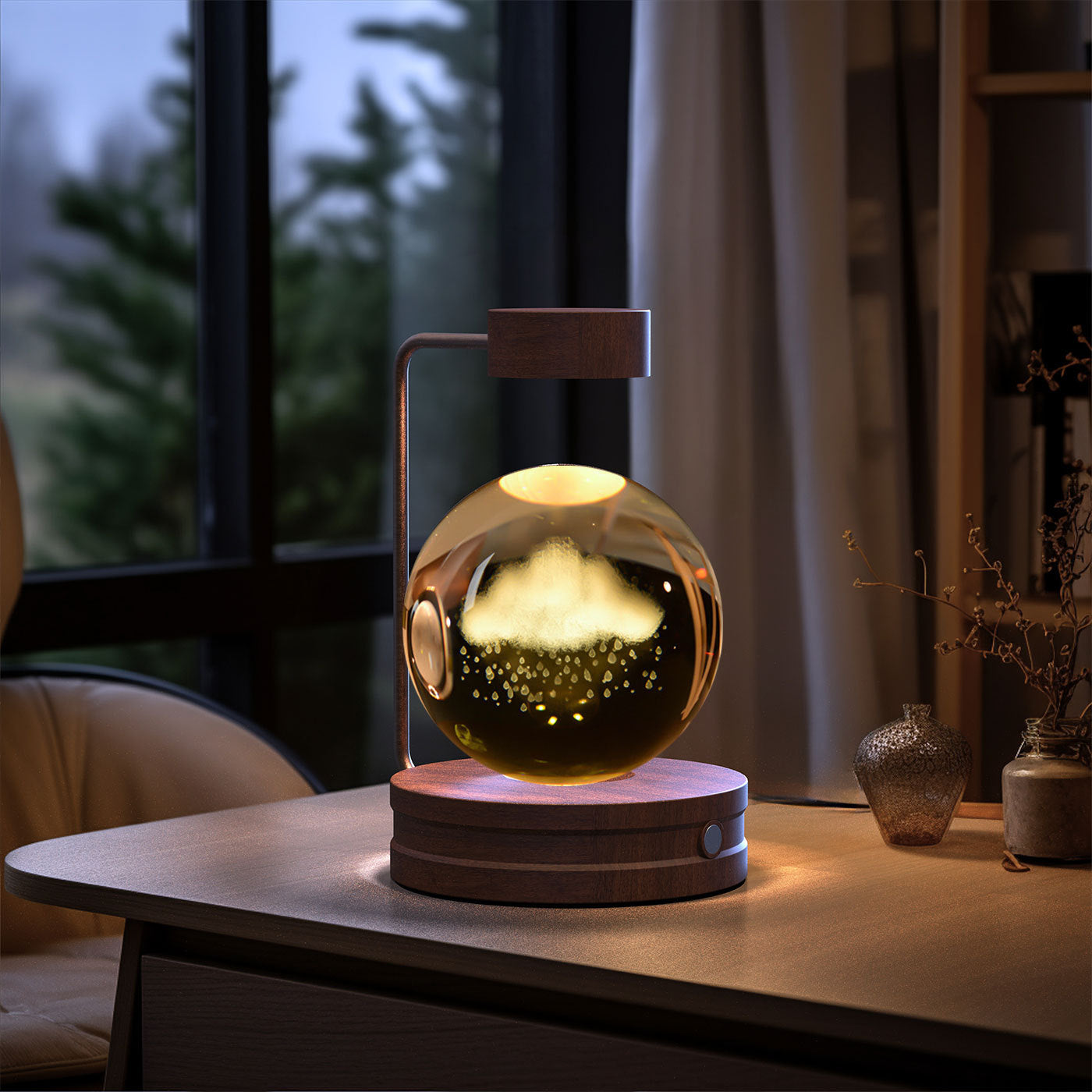 Crystal Ball Cosmic Dinosaur Indoor Night Light USB Power Warm Bedside Light Night Lamp