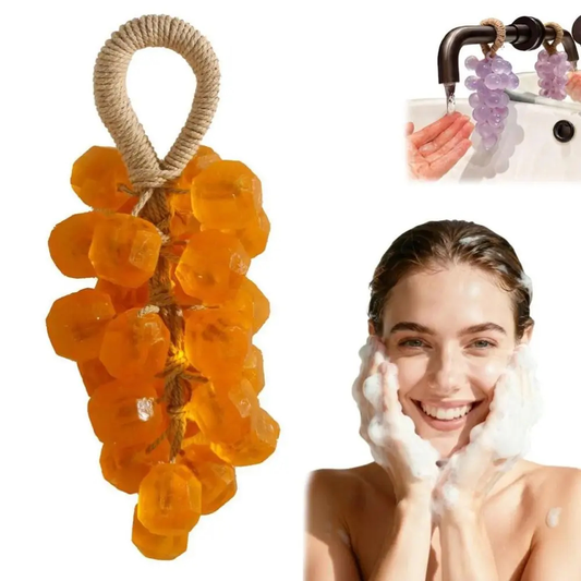 Crystal Grape Soap, Hanging Grape Cluster Hand Soap for Sink and Shower