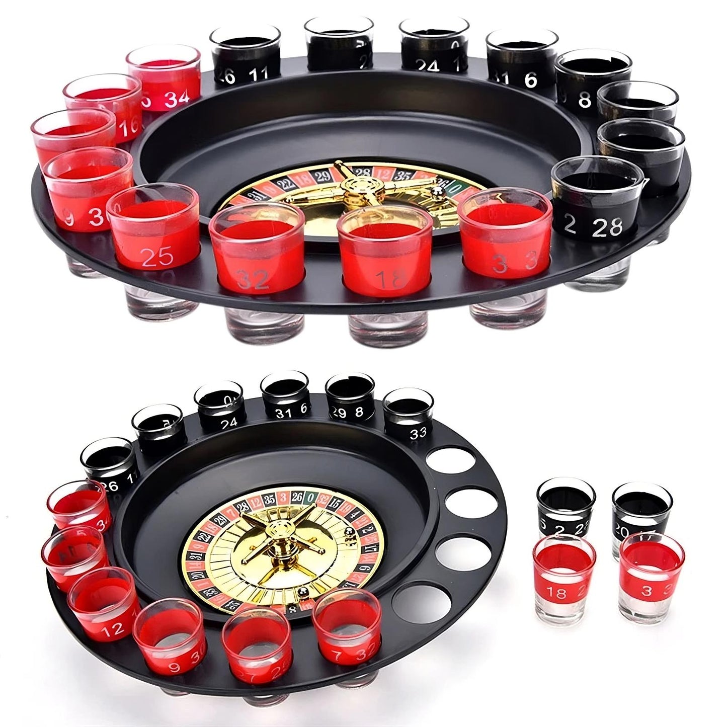 Shot Roulette Drinking Game with Glasses | Party Game for Adults, Fun Bar Tabletop Spinner Set