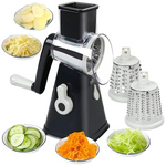 3-in-1 Rotary Cheese Grater & Vegetable Slicer - Manual Drum Grater for Cheese, Vegetables, Nuts & Fruits