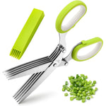 5-Blade Herb Scissors – Multipurpose Kitchen Shears for Cutting Vegetables, Herbs, Green Onions & Spices | Stainless Steel with Cleaning Comb