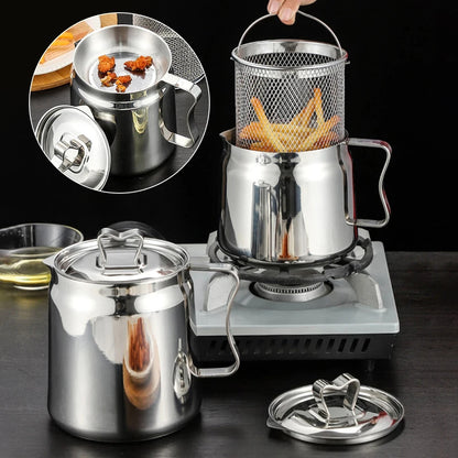 Frying Pot – Non-Stick Deep Fryer for Cooking, Oil Pot with Lid for Home Kitchen, & Frying Food