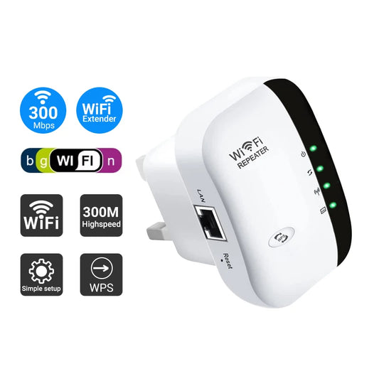 WiFi Repeater Range Extender – Boost Wireless Signal, Improve Internet Speed & Coverage, Easy Setup for Home or Office