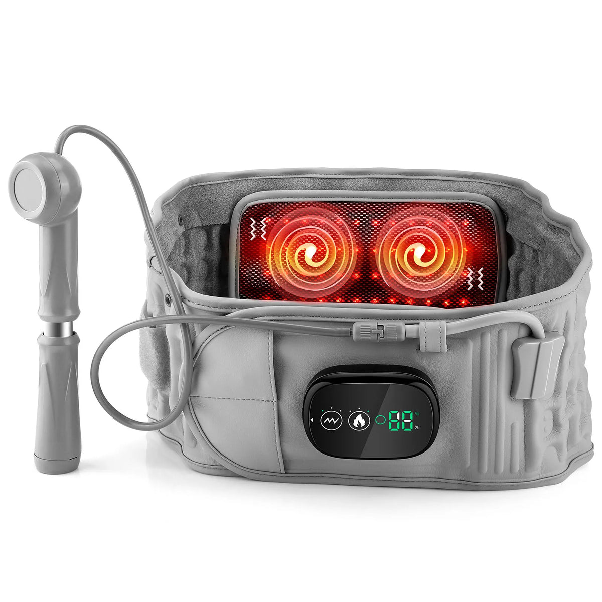 Inflatable Lumbar Support Belt with Heat and Vibration, Adjustable Back Brace