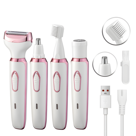 Women's Rechargeable Body Shaver, 4 in 1 Cordless Trimmer for Legs and Bikini