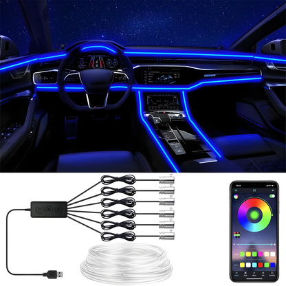 Car Interior LED Strip Lights, App Controlled RGB Fibre Optic Ambient Kit
