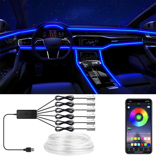 Car Interior LED Strip Lights, App Controlled RGB Fibre Optic Ambient Kit