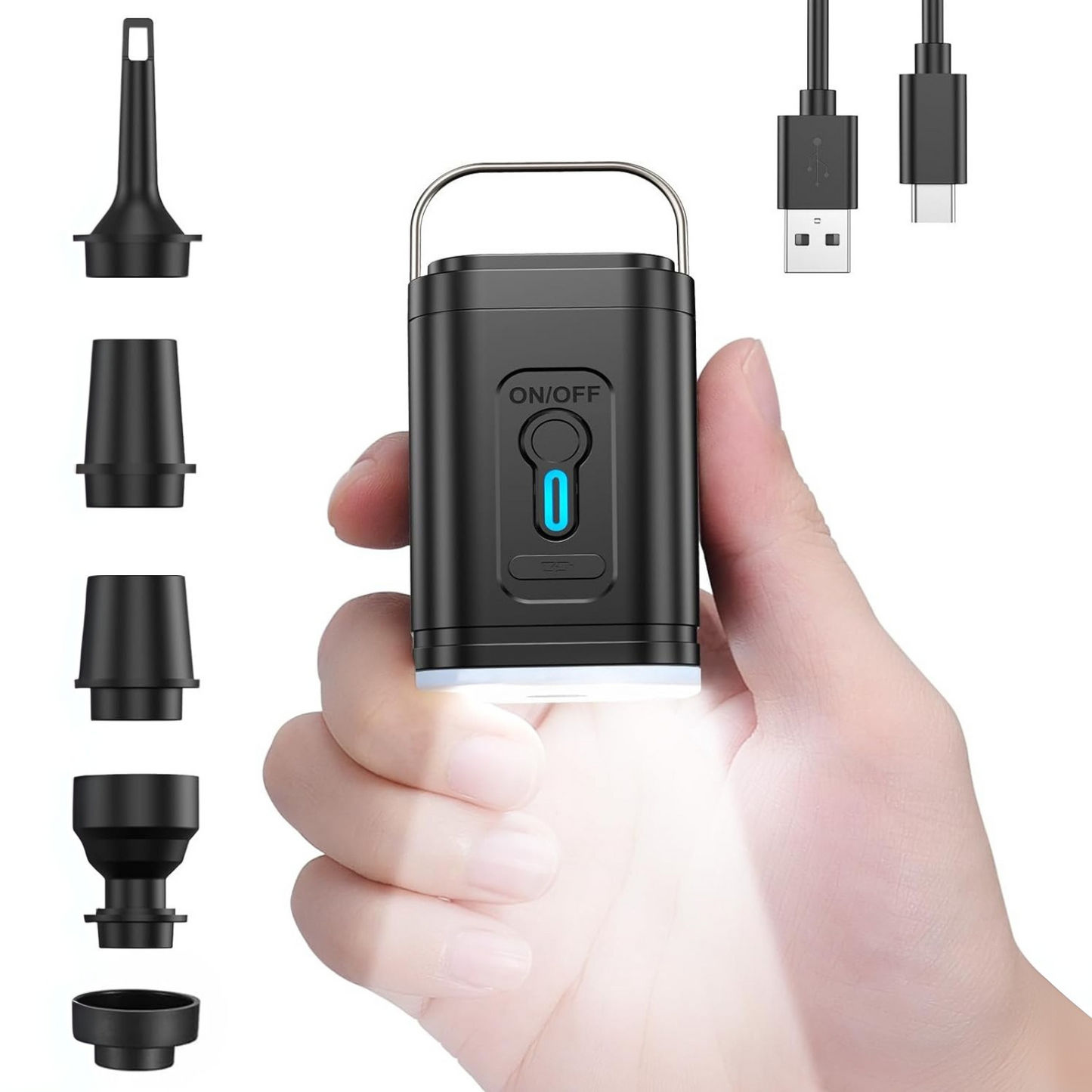 Mini Electric Air Pump Portable USB Rechargeable Inflator for Air Mattress, Pool Floats, Balloons