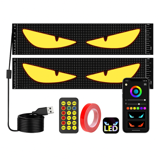 Dynamic Big Eye LED Windshield Lights – Animated Car Dashboard Decorative Light Strip for Interior Styling