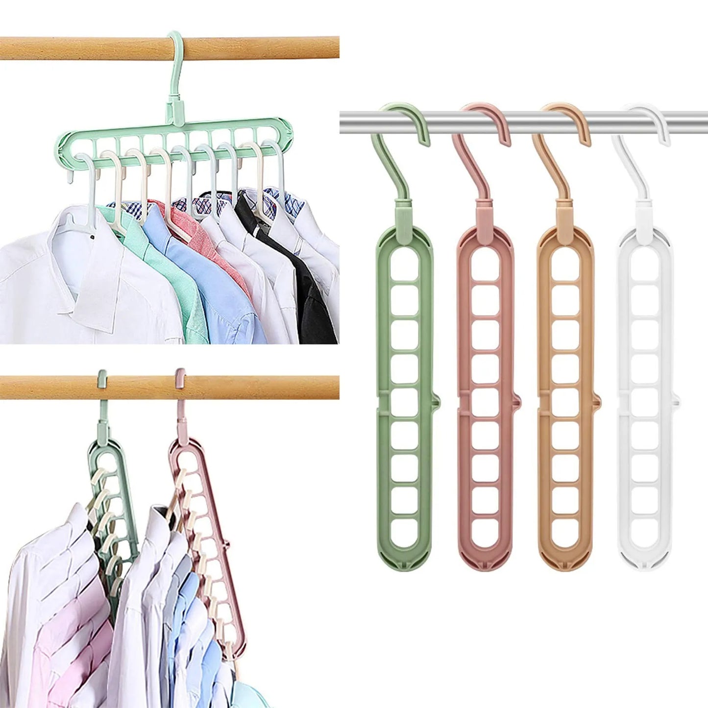 9 in 1 Smart Hanger – Space Saving Clothes Organizer for Closet, Foldable Multi-Port Hangers